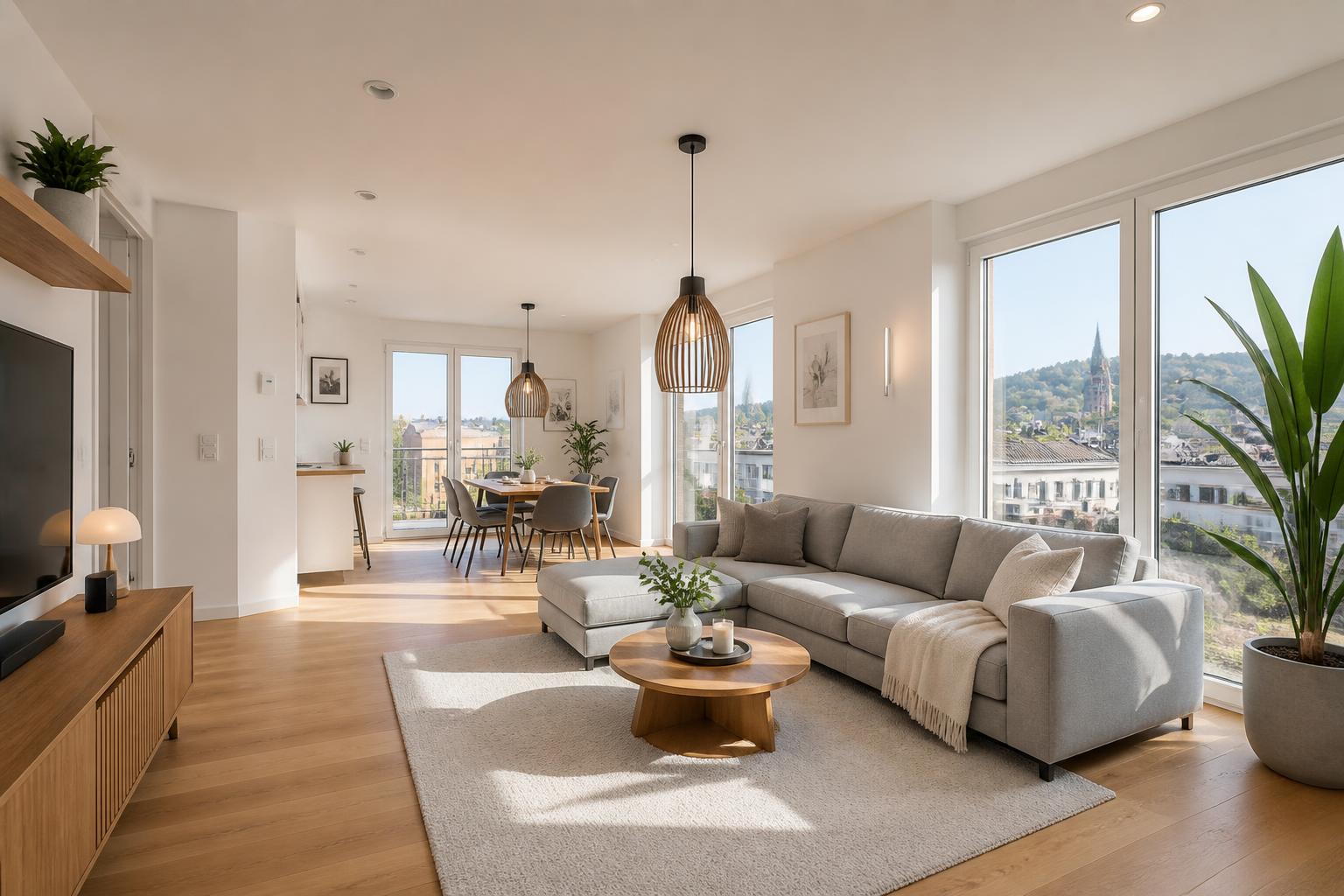 Modern möblierte Wohnung in Freiburg mit Blick über die Stadt